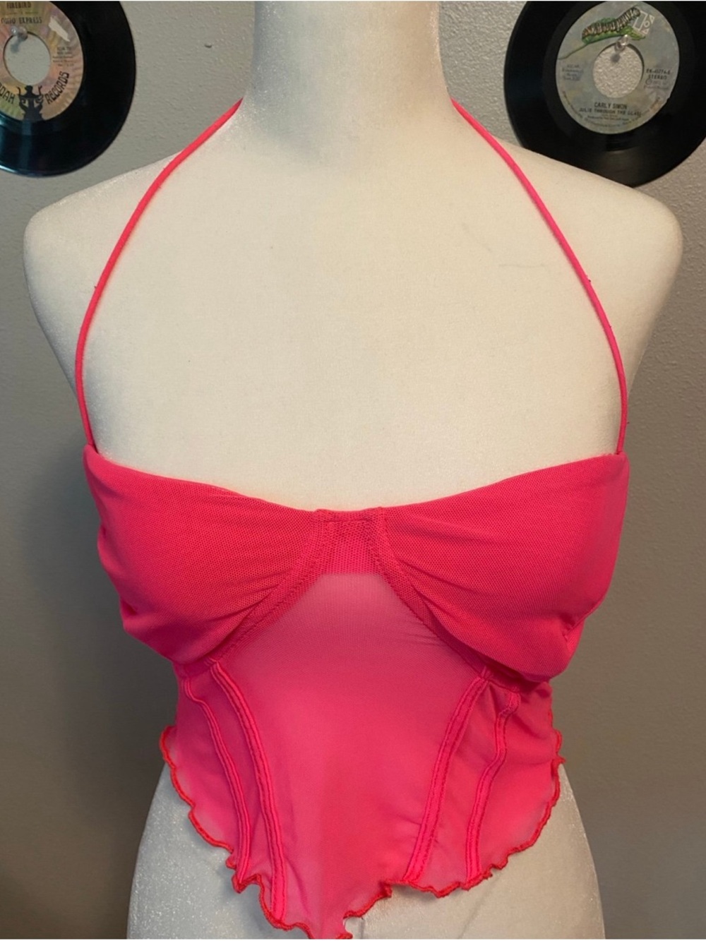 Hot Pink Sheer Bustier Top